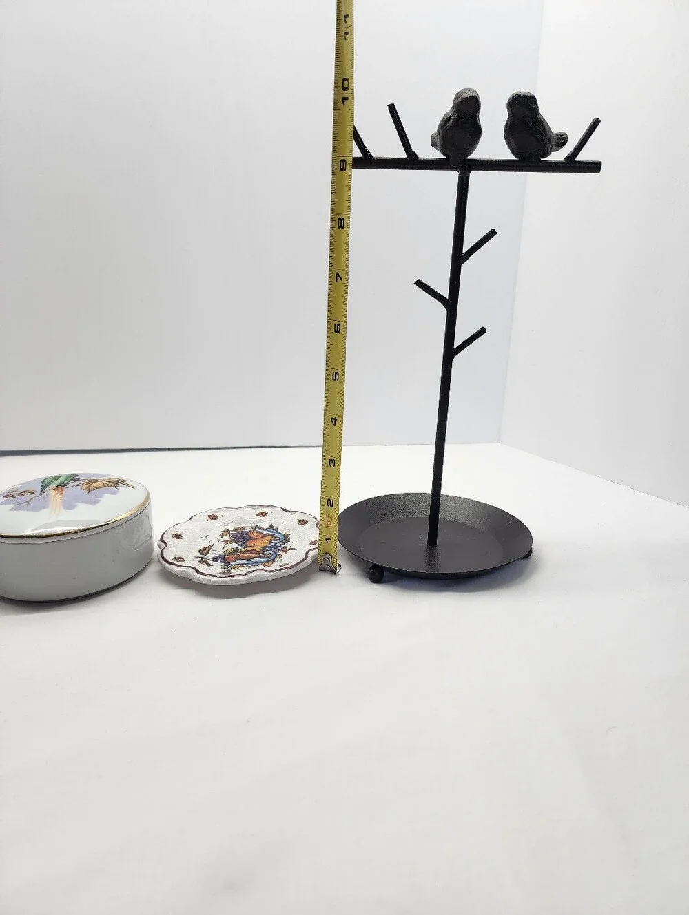 5pc Bird Decor & Vintage Organizer Set (Jewelry Tree, Trinket Dishes, Candle)